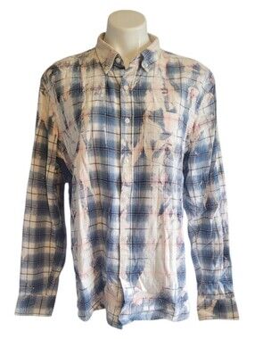 Franklin Flannels Medium Blue And Pink Button Up Flannel Shirt